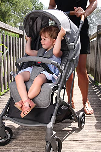 Compact Gray Cassy Stroller, Folds with One Hand