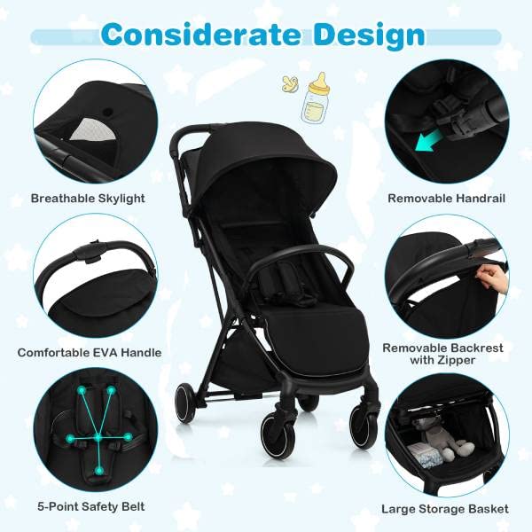 Maxmass Folding Baby Stroller with Storage Basket