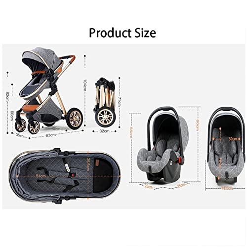 TUCY 3-in-1 Foldable Baby Stroller with Footmuff