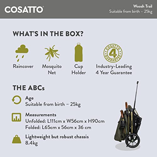 Cosatto Woosh Trail Stroller, Birth-25kg, Multi Terrain Suspension