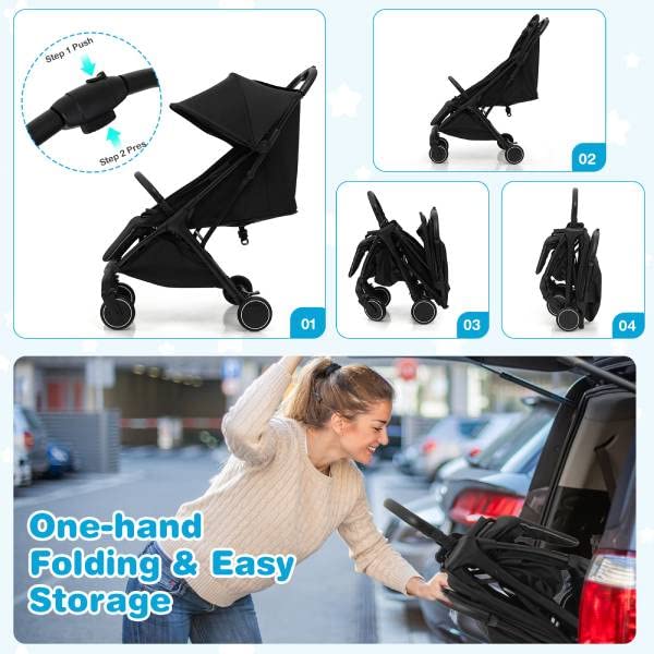 Maxmass Folding Baby Stroller with Storage Basket