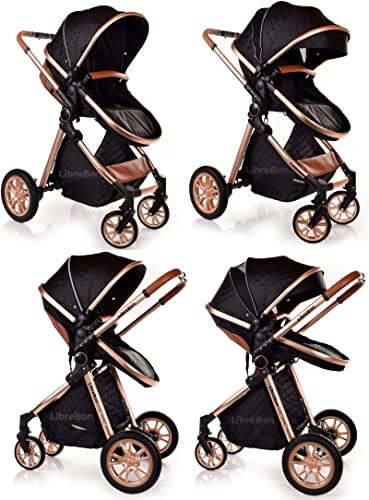 Black Rose Gold 3-in-1 Baby Pram & Car Seat