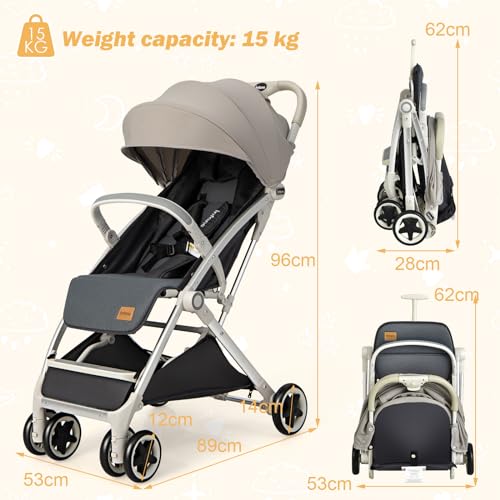 Foldable Baby Stroller with Adjustable Canopy, Lightweight