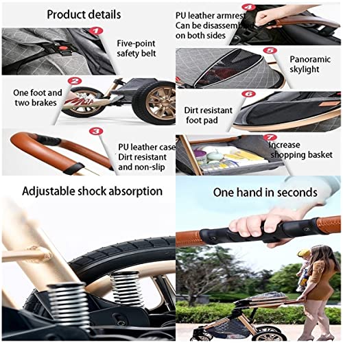 TUCY 3-in-1 Foldable Baby Stroller with Footmuff