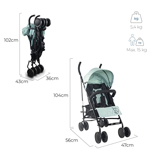 Mobiclinic® Lightweight Stroller Pushchair, Elefant Design, Reclining Backrest