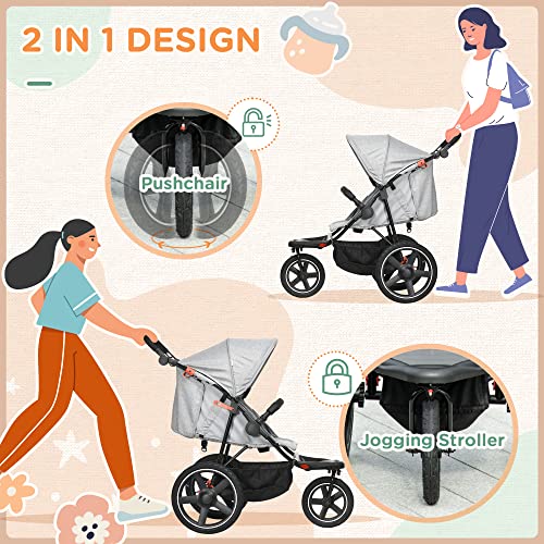 HOMCOM Foldable Baby Stroller with Reclining Backrest