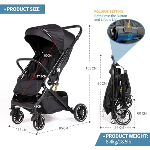 Lightweight Reversible Stroller with Adjustable Seat