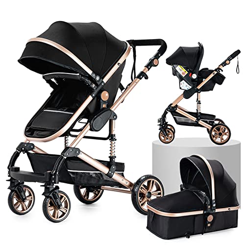 Baby Travel System Pushchair Stroller, High Landscape - Black Gold