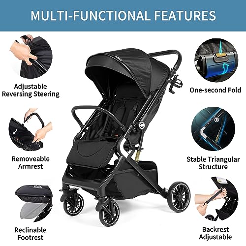 Lightweight Reversible Stroller with Adjustable Seat
