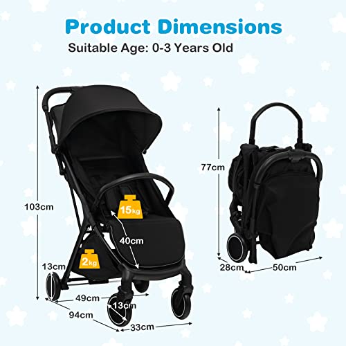 Maxmass Folding Baby Stroller with Storage Basket
