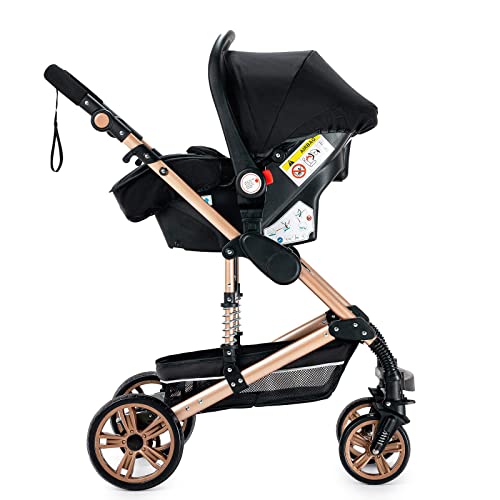 Baby Travel System Pushchair Stroller, High Landscape - Black Gold
