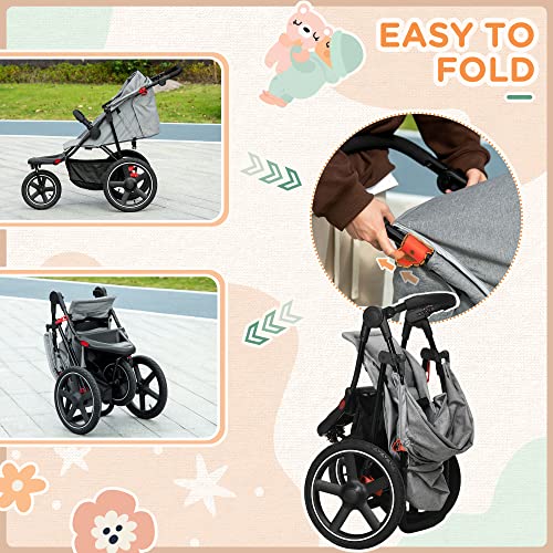 HOMCOM Foldable Baby Stroller with Reclining Backrest