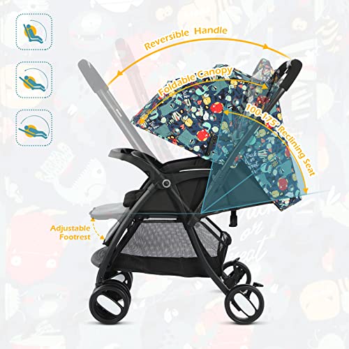 Colorful Baby Pushchair Stroller with One-Hand Folding