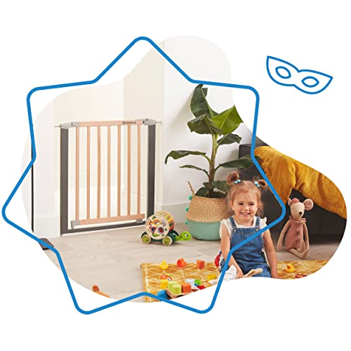 BADABULLE Wood Metal Baby Gate - Secure door & stair gates