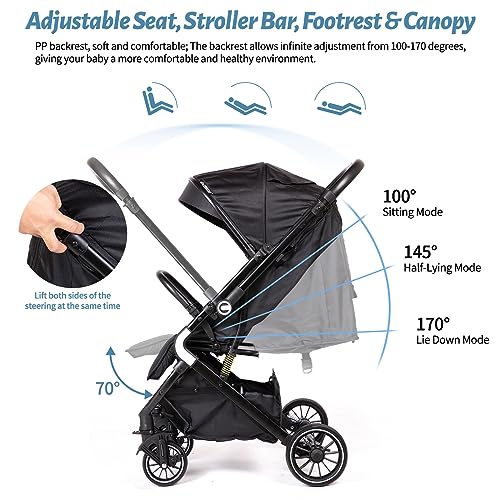 Lightweight Reversible Stroller with Adjustable Seat