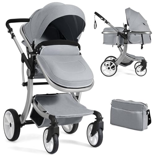 COSTWAY Foldable Baby Pushchair with Accessories (Gray)
