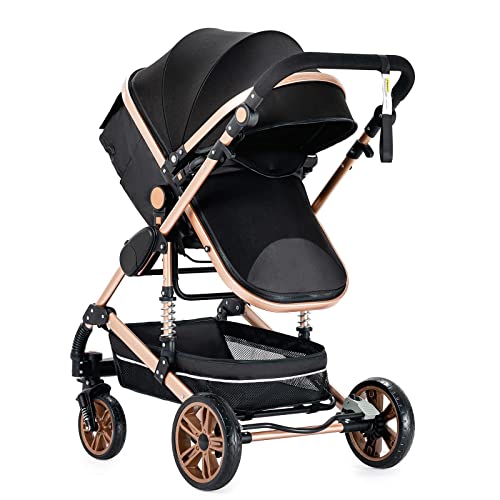 Baby Travel System Pushchair Stroller, High Landscape - Black Gold