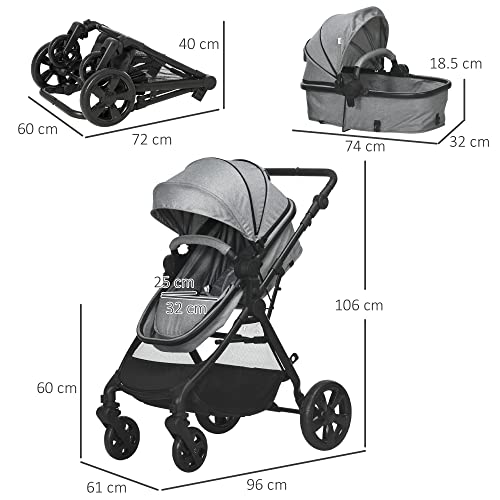 HOMCOM 2 in 1 Reversible Baby Stroller