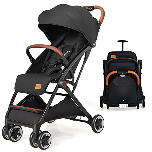 Compact Baby Stroller with Adjustable Seat, Canopy - Black