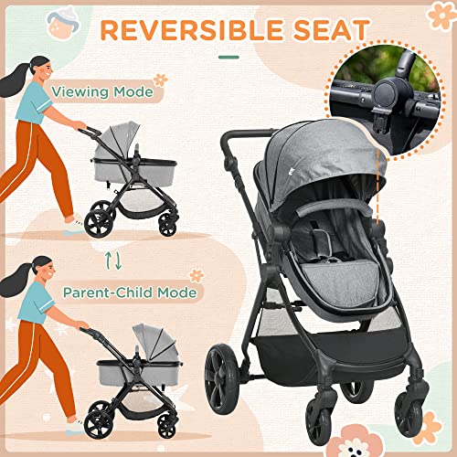 HOMCOM 2 in 1 Reversible Baby Stroller