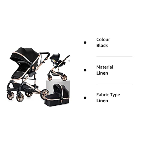 Baby Travel System Pushchair Stroller, High Landscape - Black Gold