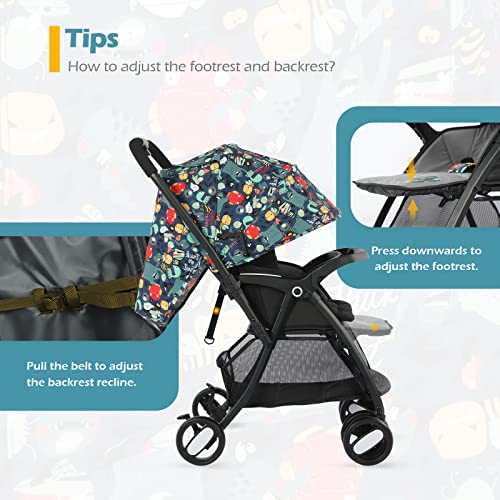 Colorful Baby Pushchair Stroller with One-Hand Folding