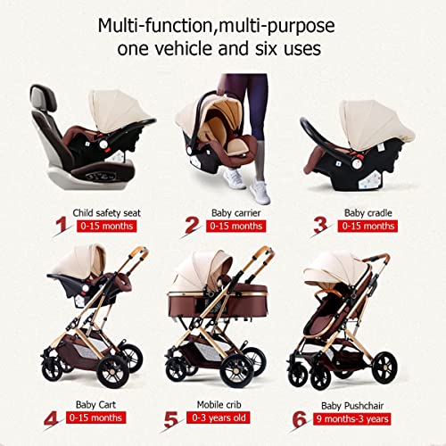 TUCY 3-in-1 Foldable Pram Stroller Set for Babies (Brown)
