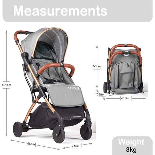 Lejoux™ Lightweight Baby Pushchair Stroller (Grey)