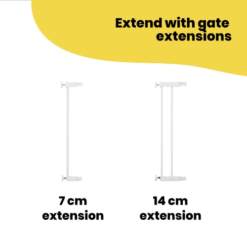 Flat Step Stair Gate for Baby, Metal, White