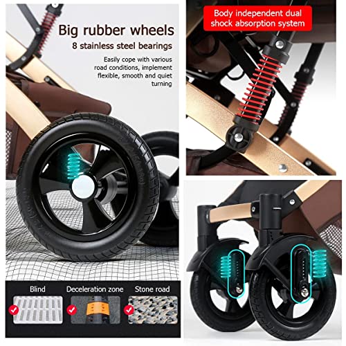 TUCY 3-in-1 Foldable Pram Stroller Set for Babies (Brown)