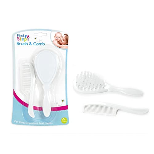Gentle White Baby Hair Brush & Comb Set