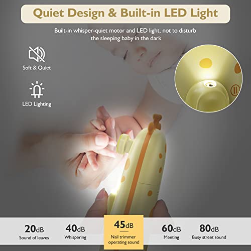 Megainvo 13-in-1 Electric Baby Nail Trimmer, Orange