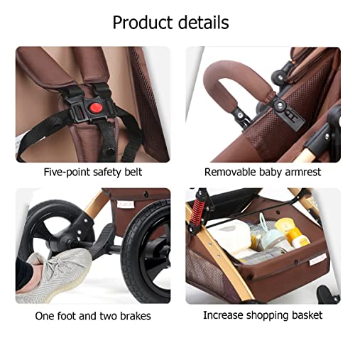 TUCY 3-in-1 Foldable Pram Stroller Set for Babies (Brown)