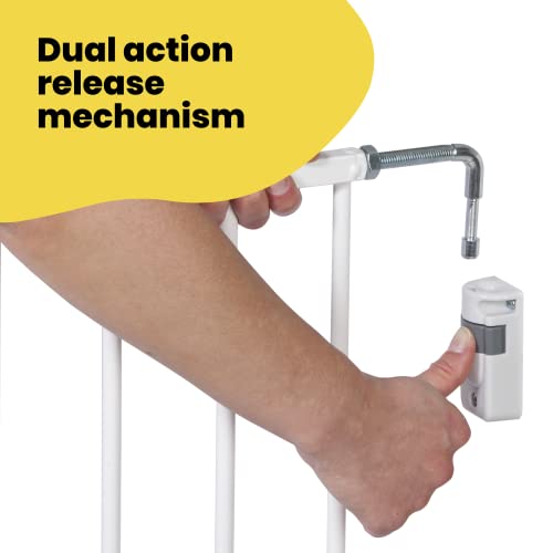 Extendable Baby Gate, Secure Fixing, Metal, White