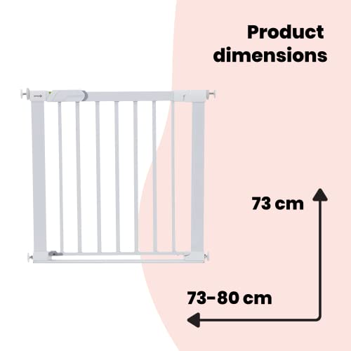 Flat Step Stair Gate for Baby, Metal, White
