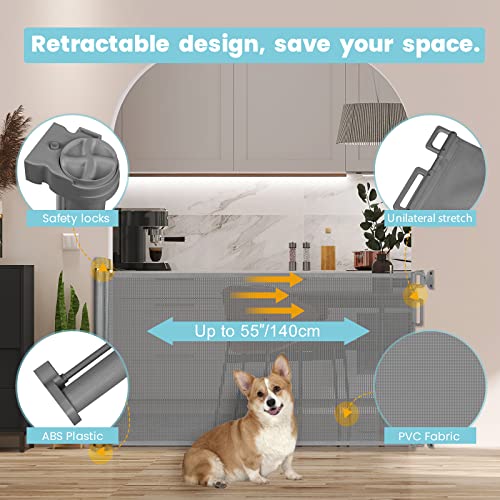 Retractable Stair Safety Gate, Wide and Tall