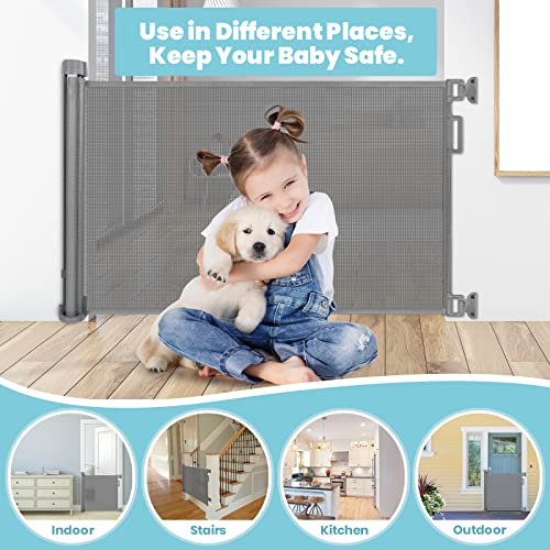 Retractable Stair Safety Gate, Wide and Tall