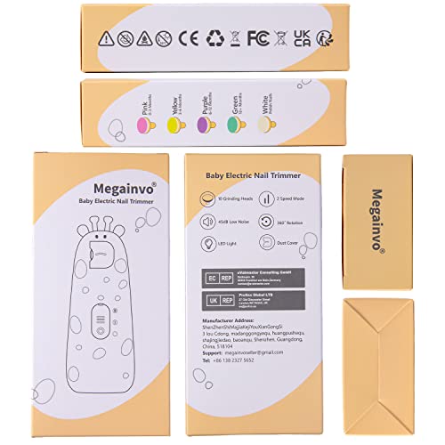 Megainvo 13-in-1 Electric Baby Nail Trimmer, Orange