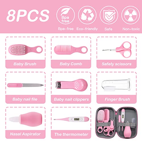 8pcs Baby Care Kit with Zipper Box - Pink