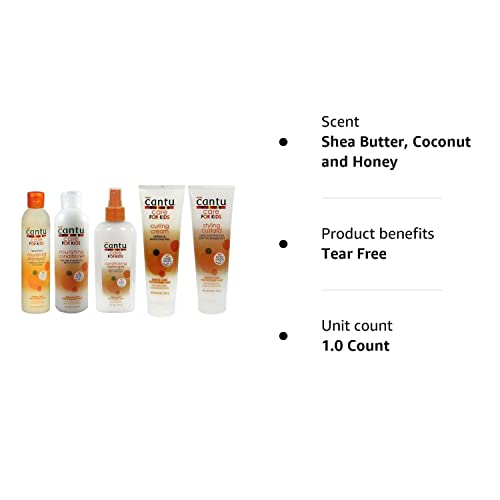 Cantu Kids Hair Care Set - Shampoo, Conditioner, Detangler, Cream, Custard