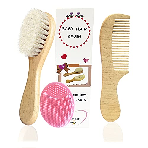 Baby Hair Brush & Comb Set with Goat Bristles