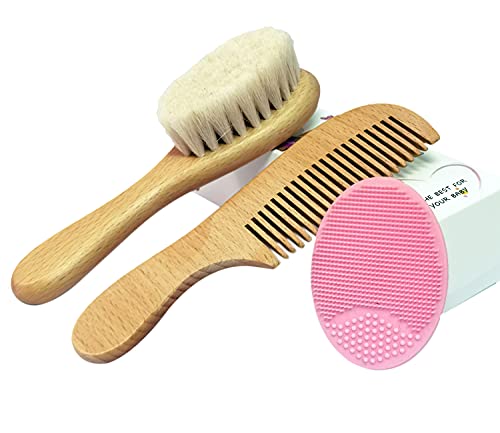 Baby Hair Brush & Comb Set with Goat Bristles