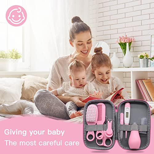 8pcs Baby Care Kit with Zipper Box - Pink