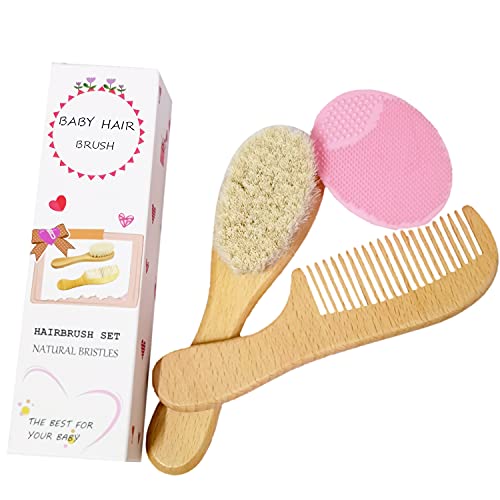 Baby Hair Brush & Comb Set with Goat Bristles