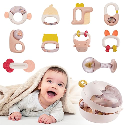 10PCS Baby Rattles Teether Set - Educational Sensory Toys