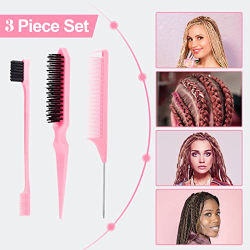 Cute Baby Hair Brush Set with Comb - Pink