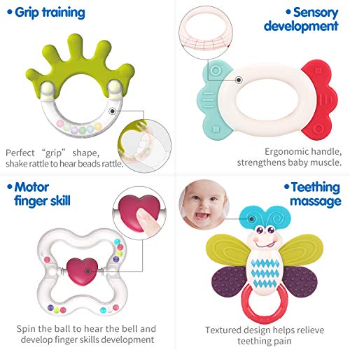 REMOKING Baby Toys 0-6 Months, 8 PCS Baby Rattle Set