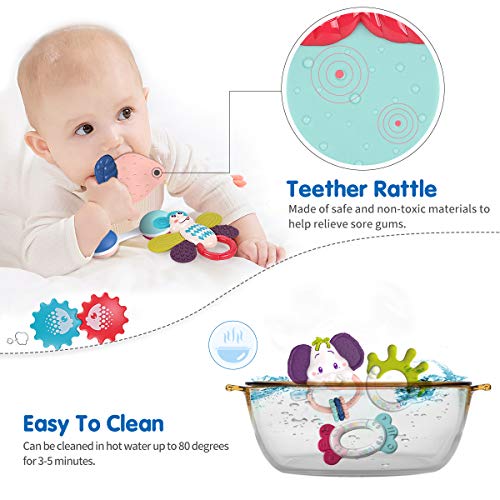 REMOKING Baby Toys 0-6 Months, 8 PCS Baby Rattle Set