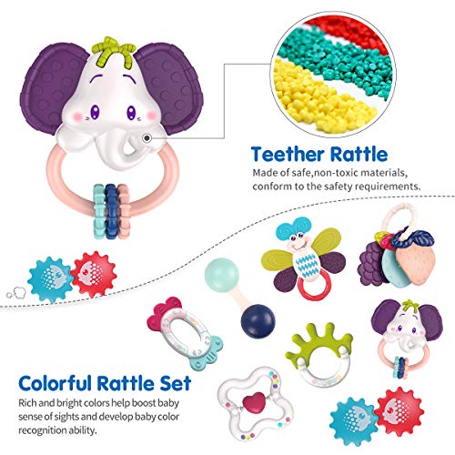 REMOKING Baby Toys 0-6 Months, 8 PCS Baby Rattle Set