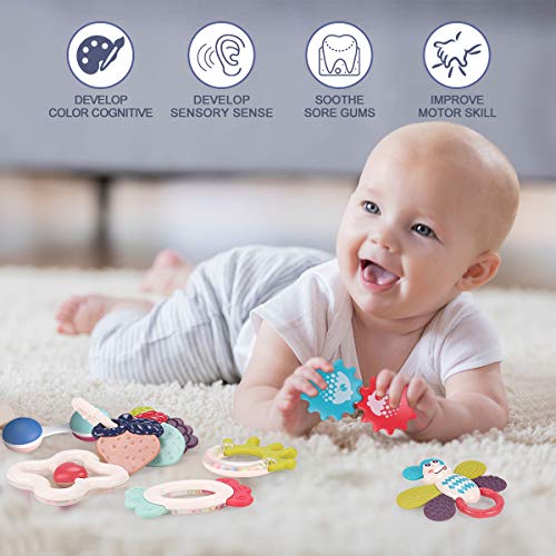 REMOKING Baby Toys 0-6 Months, 8 PCS Baby Rattle Set